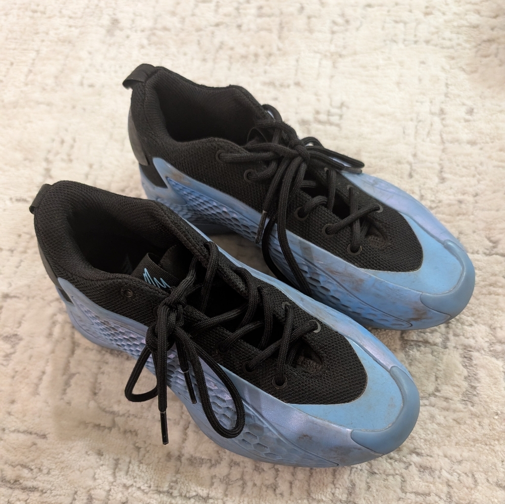 Kids Anthony Edwards X Adidas Blue and Black Athletic Shoes Size 4.5